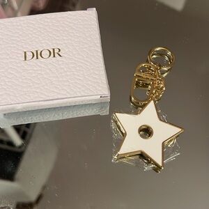 Dior Star Keychain in Gold and White